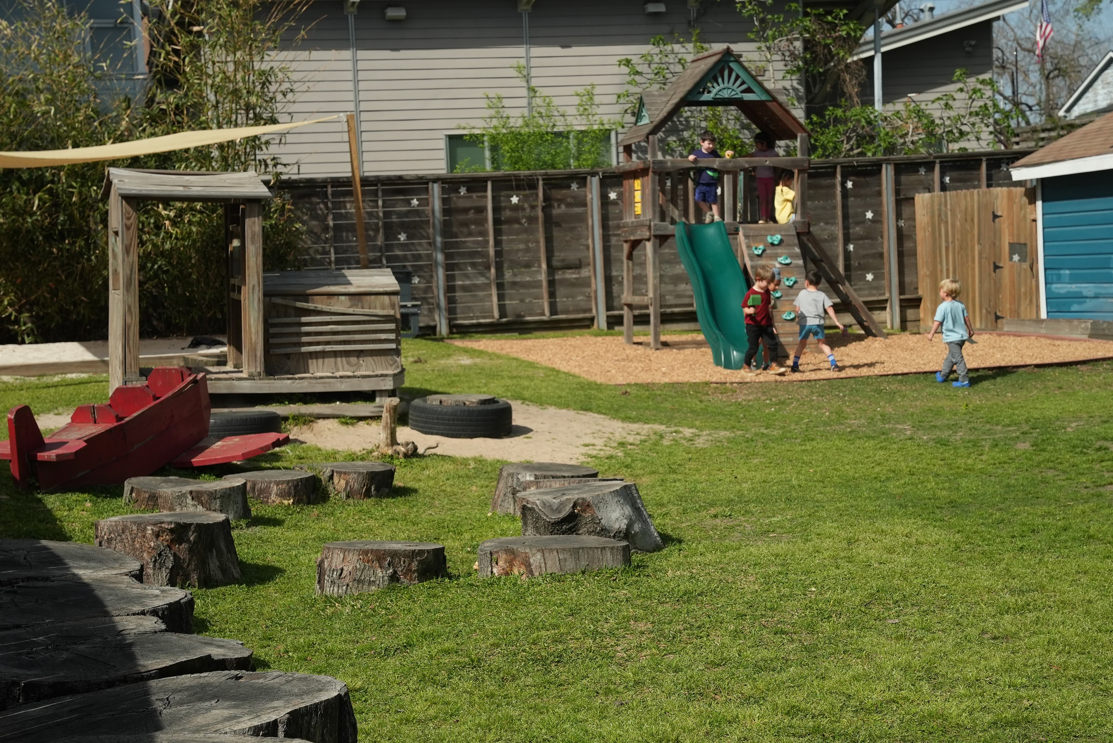 Outdoor playground with slide